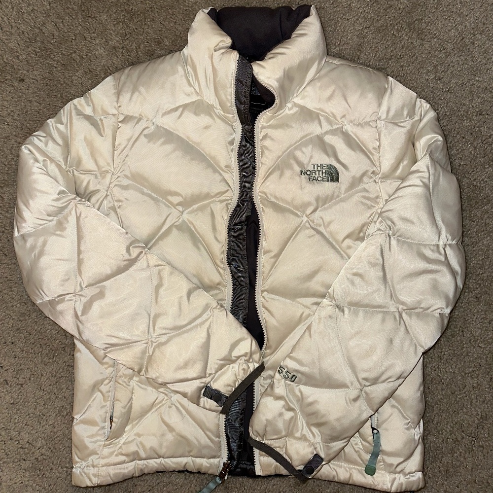 the north face goose down puff jacket 550 off-white women size small